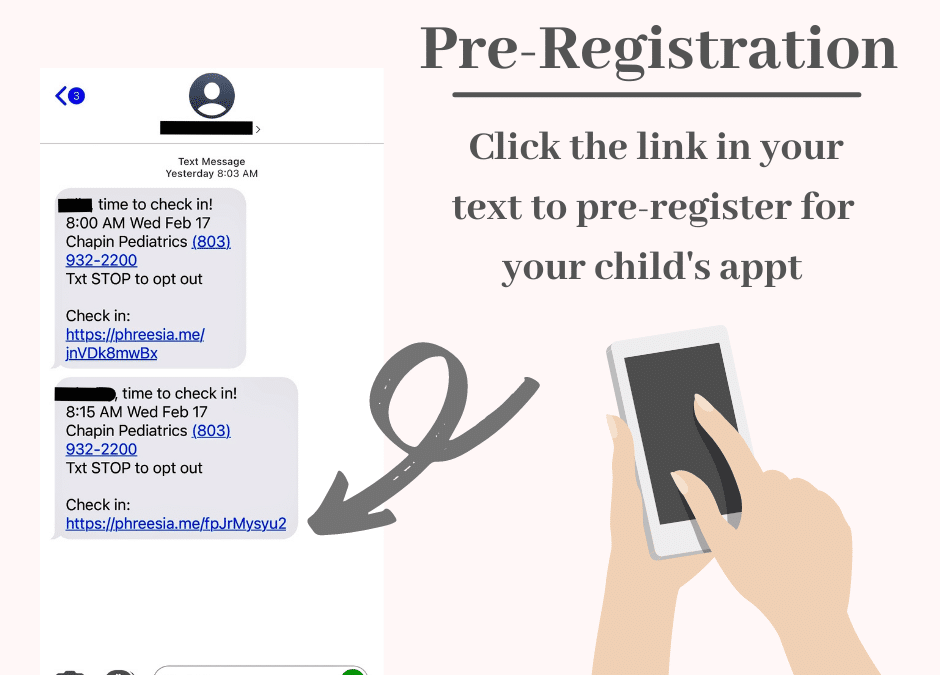 Text With Links for Appointment Pre-Registration